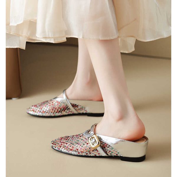 Height-Increasing Slippers with Colorful Rhinestones, Hollow Mesh, Breathable Sandals - Stylish 3.5cm Platform Footwear