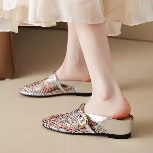 Height-Increasing Slippers with Colorful Rhinestones, Hollow Mesh, Breathable Sandals - Stylish 3.5cm Platform Footwear