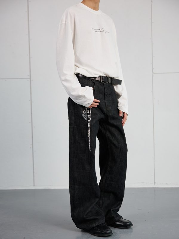 High-End Black Denim Jeans for Men and Women | Narrow A-Line Straight Wide-Leg Pants | Trendy Fashion for Modern Style