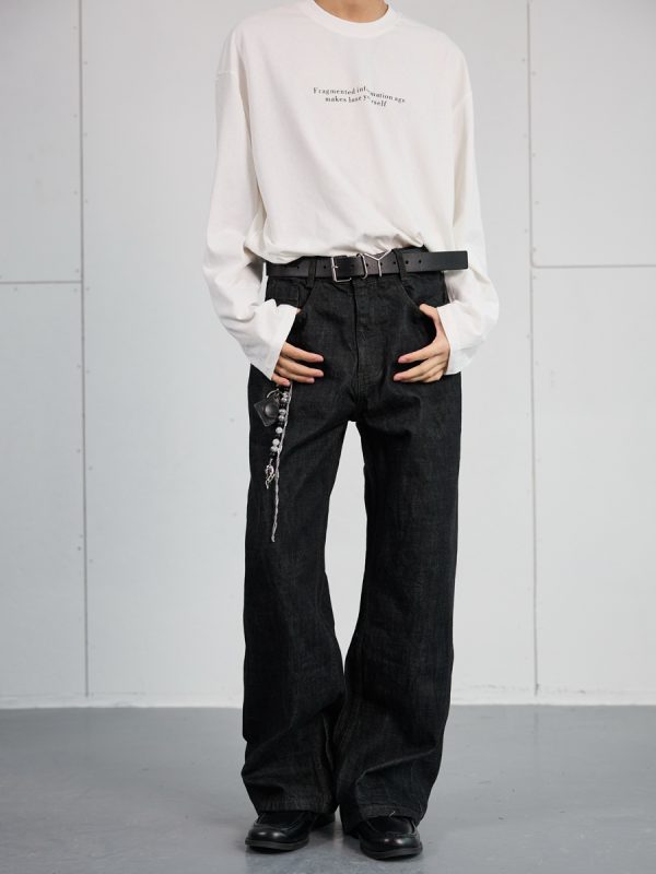 High-End Black Denim Jeans for Men and Women | Narrow A-Line Straight Wide-Leg Pants | Trendy Fashion for Modern Style