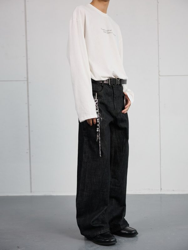 High-End Black Denim Jeans for Men and Women | Narrow A-Line Straight Wide-Leg Pants | Trendy Fashion for Modern Style