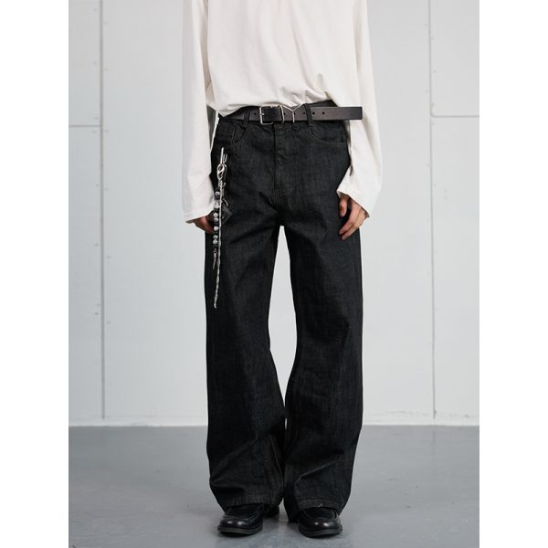 High-End Black Denim Jeans for Men and Women | Narrow A-Line Straight Wide-Leg Pants | Trendy Fashion for Modern Style