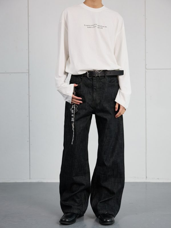 High-End Black Denim Jeans for Men and Women | Narrow A-Line Straight Wide-Leg Pants | Trendy Fashion for Modern Style