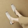 High-End Genuine Leather Open-Toe Half Slippers - Chunky Heels Outdoor Mule Shoes for Effortless Italian Style