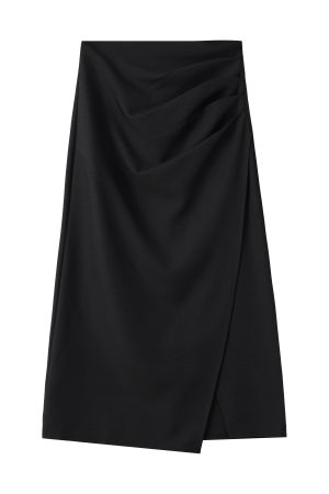 High-End Gray Irregular A-Line Skirt, Pleated Bodycon Mid-Length Style for Trendy Looks