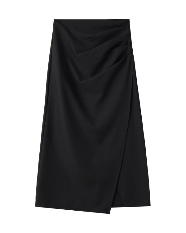 High-End Gray Irregular A-Line Skirt, Pleated Bodycon Mid-Length Style for Trendy Looks