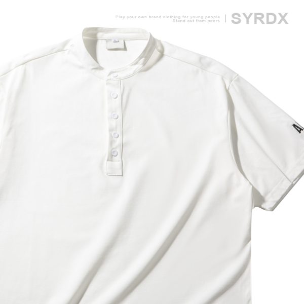 High-End Heavyweight Oversized Henley Collar Short Sleeve T-Shirt for Men - Loose Fit Round Neck Tee - Y2K Summer Style
