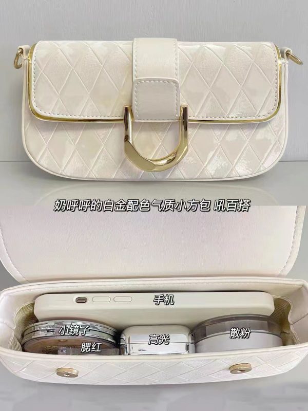 High-End Minimalist Small Square Bag - Versatile Diamond Quilted Chain Crossbody Underarm Shoulder Bag 2023 Trend