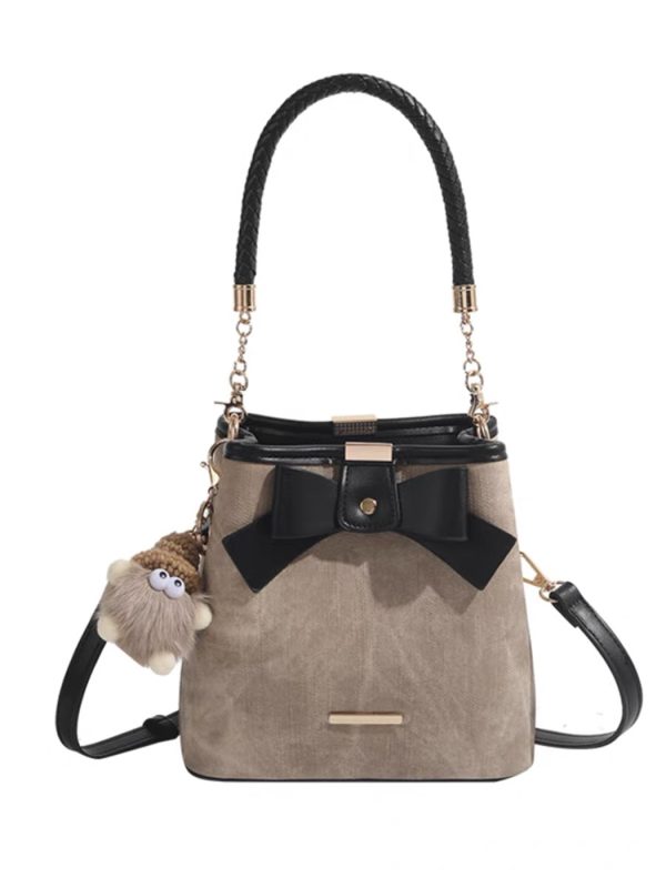 High-End Retro Artistic Bucket Bag for Women - Casual Versatile Shoulder Crossbody Bag for Autumn Winter 2024