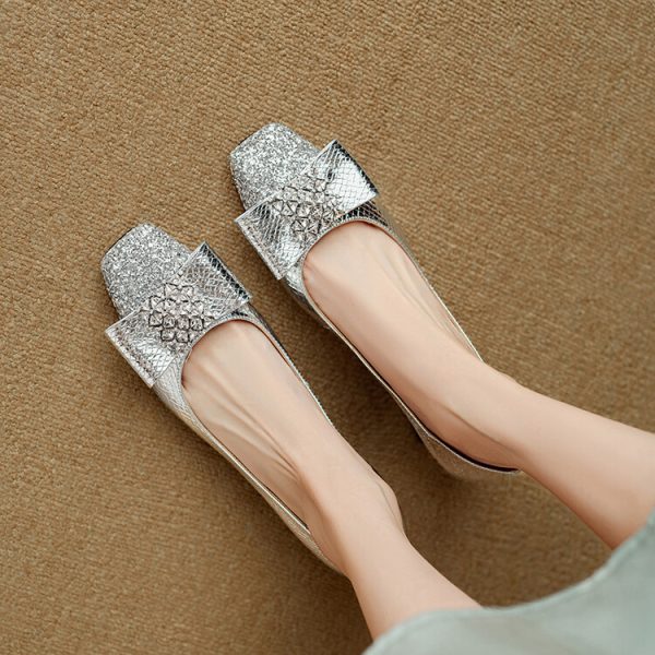 High-End Rhinestone Bow Single Shoes for Women - Italian Summer Fashion High Heels