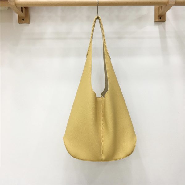 High-End Soft Creamy Yellow Large Capacity Shoulder Tote Bag - Influencer Style, Fashionable and Chic for Everyday Use
