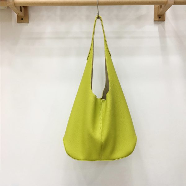 High-End Soft Creamy Yellow Large Capacity Shoulder Tote Bag - Influencer Style, Fashionable and Chic for Everyday Use