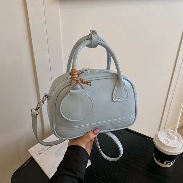 High-End Textured Handbag for Women - Trendy Bowling Tote & Crossbody Bag, Fashionable Design for 2025