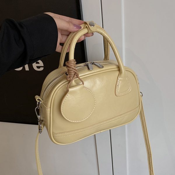 High-End Textured Handbag for Women - Trendy Bowling Tote & Crossbody Bag, Fashionable Design for 2025