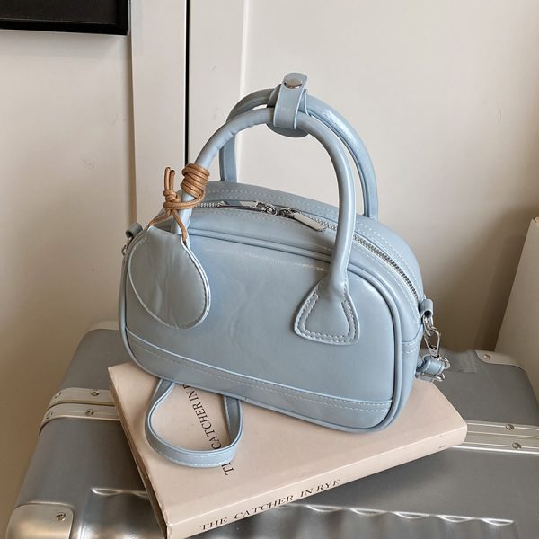 High-End Textured Handbag for Women - Trendy Bowling Tote & Crossbody Bag, Fashionable Design for 2025