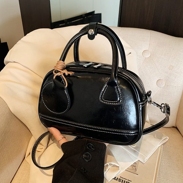 High-End Textured Handbag for Women - Trendy Bowling Tote & Crossbody Bag, Fashionable Design for 2025