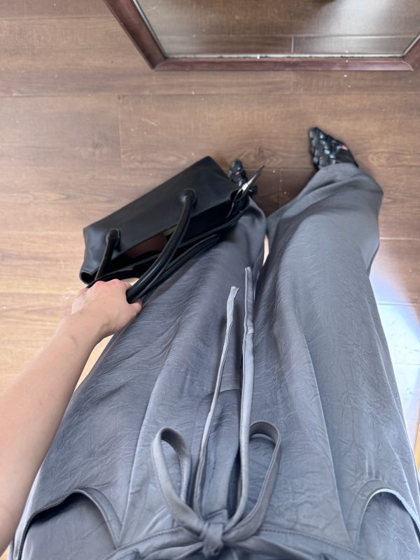 High-End Textured Satin Wide-Leg Pants for Tall Individuals - Lightweight Spring/Summer Imitation Acetate Trousers