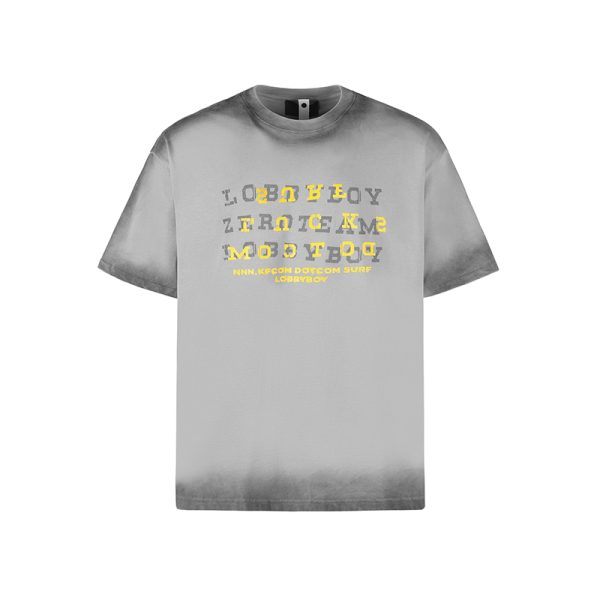 High-End Vintage Wash Gradient Short Sleeve T-Shirt for Men and Women - Trendy Heavyweight Couples Tee