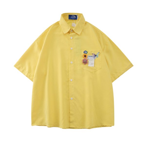 High-End White Short Sleeve Shirt for Women, Unique Loose Casual Design, Trendy Summer Fashion