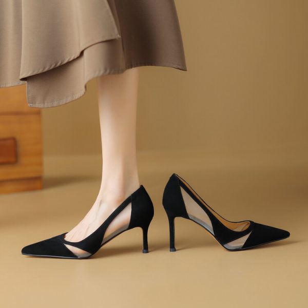 High Heels for Women - French Mesh Thin Versatile Fashion Shoes, Trendy High-End Italian Style