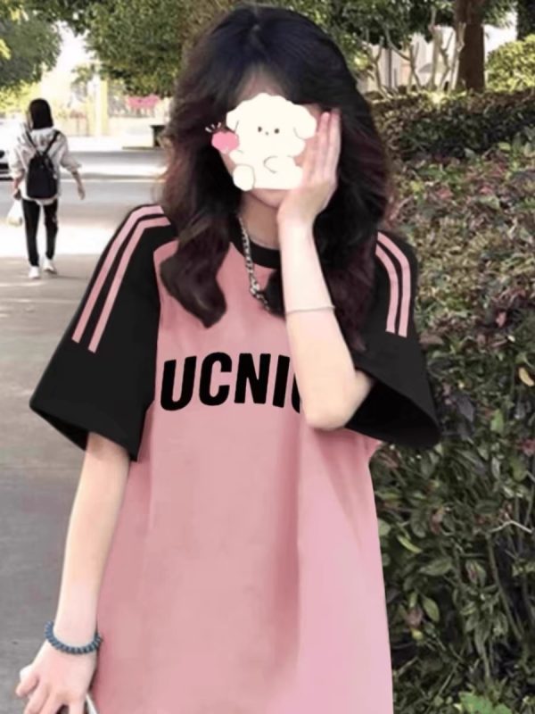High Street American-Style Three-Stripe Short Sleeve T-Shirt for Girls - Summer Model for Middle & High School Students