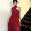 High Waist Sleeveless Dress - Greek Draped Long Skirt for Spring Summer - Sexy Slimming Style for Hot Girl Vibes