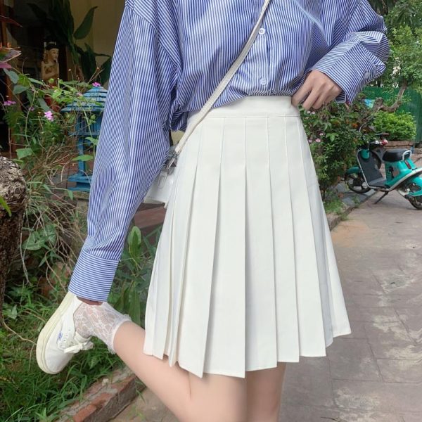 High-Waisted A-Line Pleated Skirt for Women, Plus Size Mid-Length Curvy Style, Autumn & Summer Essential