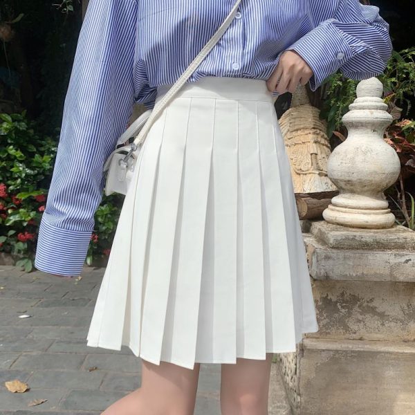 High-Waisted A-Line Pleated Skirt for Women, Plus Size Mid-Length Curvy Style, Autumn & Summer Essential