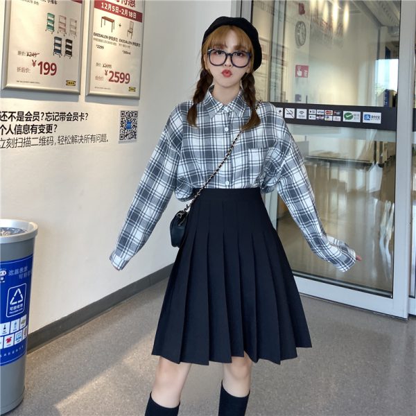 High-Waisted A-Line Pleated Skirt for Women, Plus Size Mid-Length Curvy Style, Autumn & Summer Essential