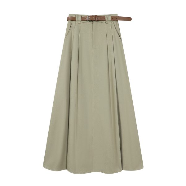 High-Waisted A-Line Skirt for Women - Simple College Style Mid-Length Umbrella Skirt for Spring/Summer 2025