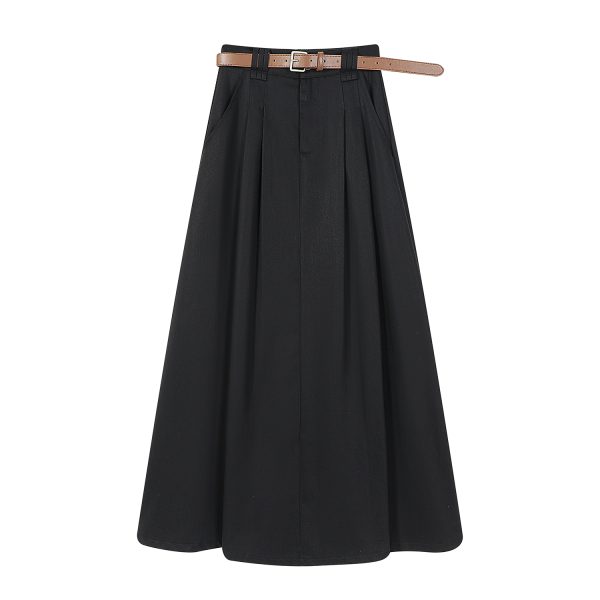 High-Waisted A-Line Skirt for Women - Simple College Style Mid-Length Umbrella Skirt for Spring/Summer 2025