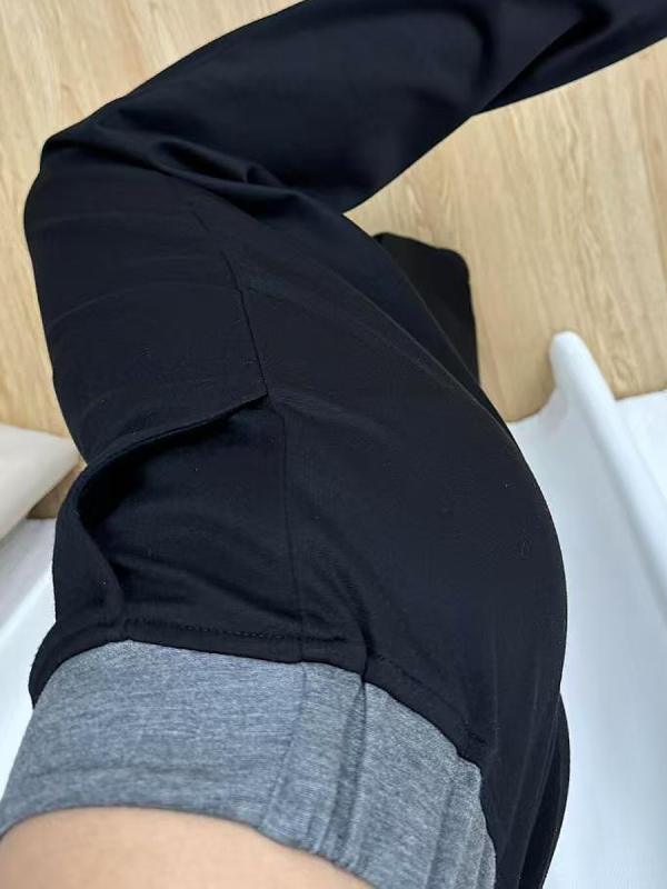 High-Waisted Black Color-Blocked Casual Sports Pants for Women, Loose-Fitting Wide-Leg Trousers for Spring 2025