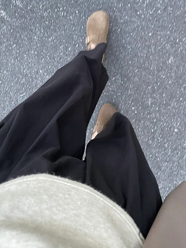 High-Waisted Black Plus Size Balloon Pants for Women - Casual Wide-Leg Nine-Point Trousers for Summer Style