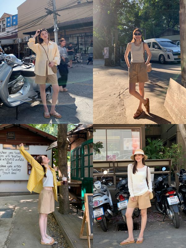 High-Waisted Casual Shorts for Women, Elastic Waistband with Drawstring, Loose Fit, Spring/Summer Style, Petite Size Friendly