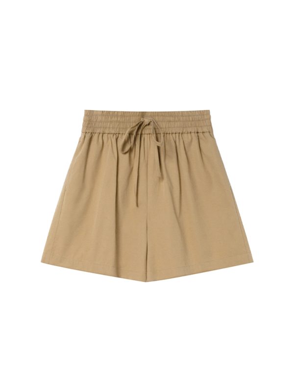 High-Waisted Casual Shorts for Women, Elastic Waistband with Drawstring, Loose Fit, Spring/Summer Style, Petite Size Friendly
