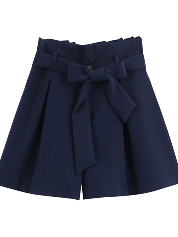 High-Waisted Floral Bud Skirt Pants with Drawstring Waist, Pockets, Ruffled Hem, A-Line Wide-Leg Shorts for Spring/Summer Fashion