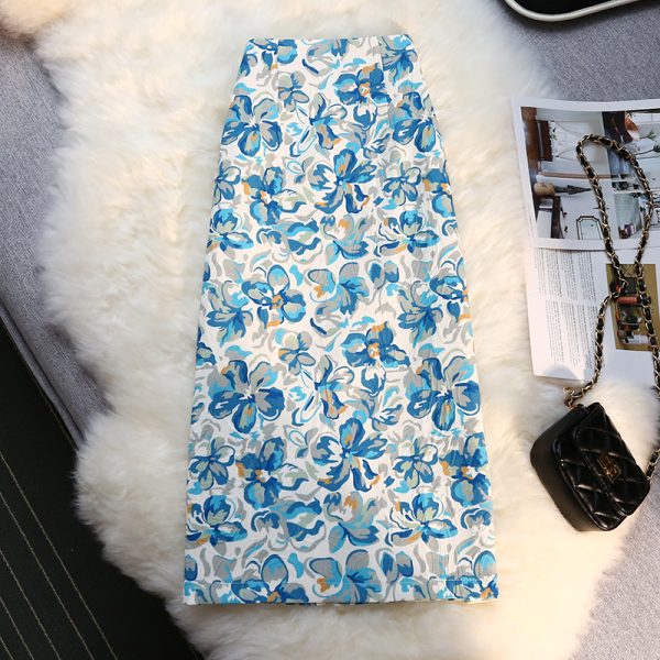 High-Waisted Floral Midi Skirt for Women - Retro A-Line Bodycon Design, Perfect for Summer 2022 Fashion