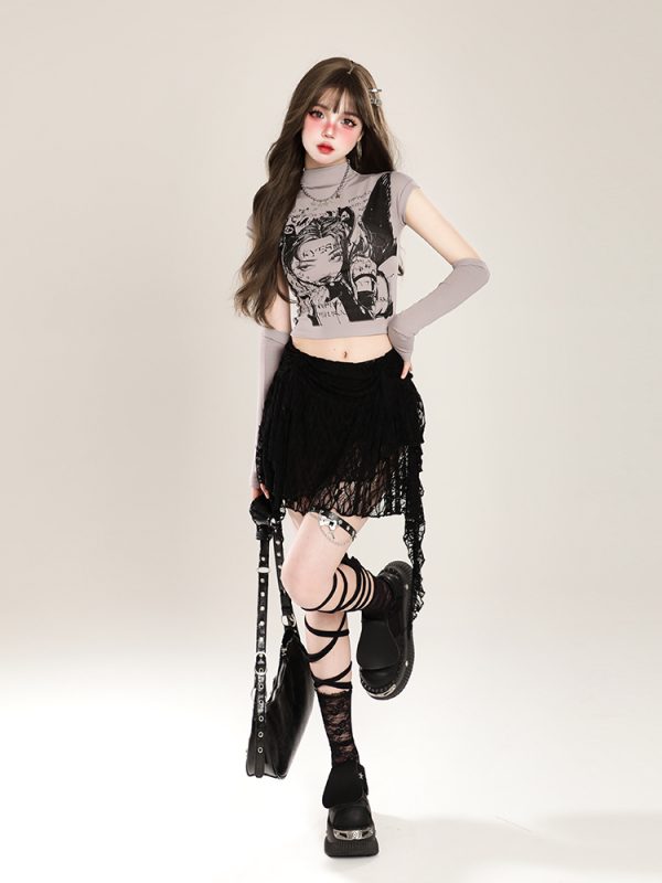 High-Waisted Irregular Ballet Skirt for Women - Summer Lace A-Line Short Skirt - Trendy Hot Girl Fashion