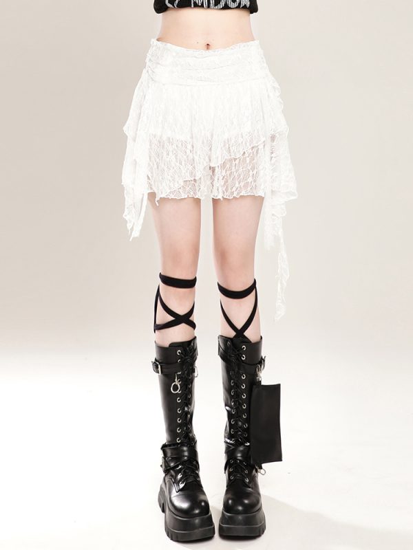 High-Waisted Irregular Ballet Skirt for Women - Summer Lace A-Line Short Skirt - Trendy Hot Girl Fashion