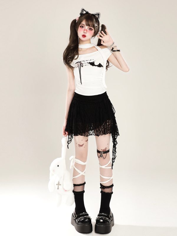 High-Waisted Irregular Ballet Skirt for Women - Summer Lace A-Line Short Skirt - Trendy Hot Girl Fashion
