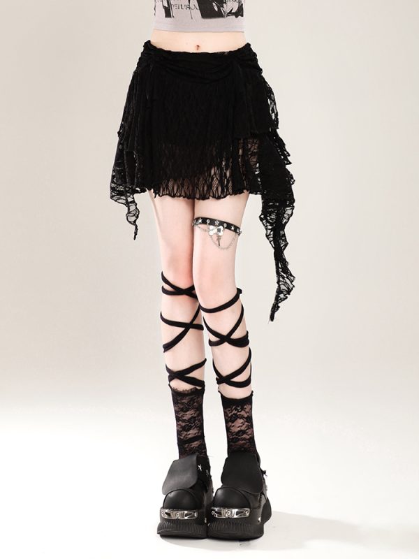High-Waisted Irregular Ballet Skirt for Women - Summer Lace A-Line Short Skirt - Trendy Hot Girl Fashion