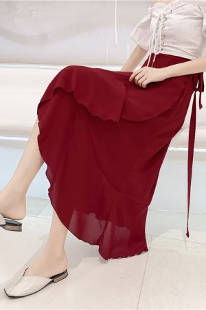 High-Waisted Irregular Floral Chiffon Skirt and Fishtail Long Dress for Travel, Beach, and Sun Protection