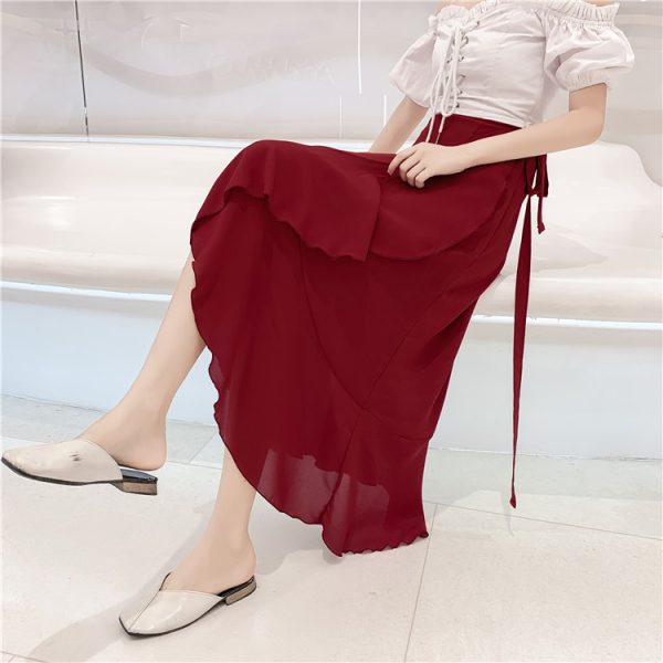 High-Waisted Irregular Floral Chiffon Skirt and Fishtail Long Dress for Travel, Beach, and Sun Protection