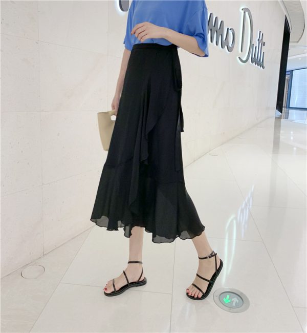 High-Waisted Irregular Floral Chiffon Skirt and Fishtail Long Dress for Travel, Beach, and Sun Protection