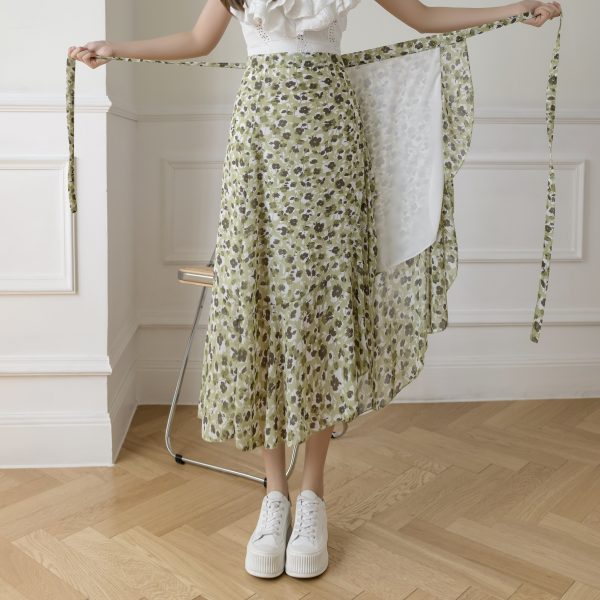 High-Waisted Irregular Floral Chiffon Skirt and Fishtail Long Dress for Travel, Beach, and Sun Protection