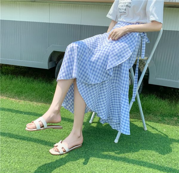 High-Waisted Irregular Floral Chiffon Skirt and Fishtail Long Dress for Travel, Beach, and Sun Protection