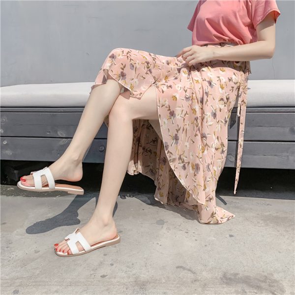 High-Waisted Irregular Floral Chiffon Skirt and Fishtail Long Dress for Travel, Beach, and Sun Protection