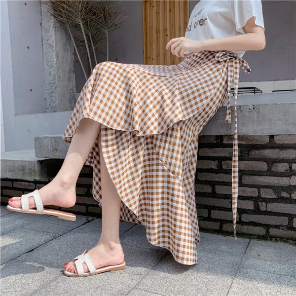 High-Waisted Irregular Floral Chiffon Skirt and Fishtail Long Dress for Travel, Beach, and Sun Protection