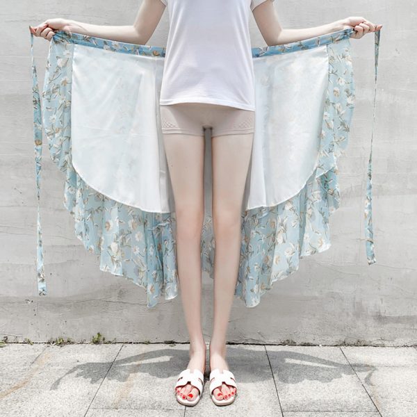 High-Waisted Irregular Floral Chiffon Skirt and Fishtail Long Dress for Travel, Beach, and Sun Protection