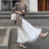 High-Waisted Jellyfish Floral A-Line Skirt - Slim Fit, Glossy Finish, Puff Style, Spring Summer Women's Fashion, Elastic Waist